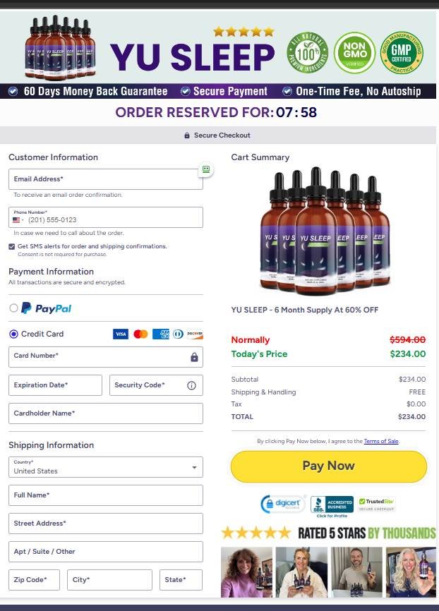 Complete Yu Sleep order with confidence using trusted secure checkout system